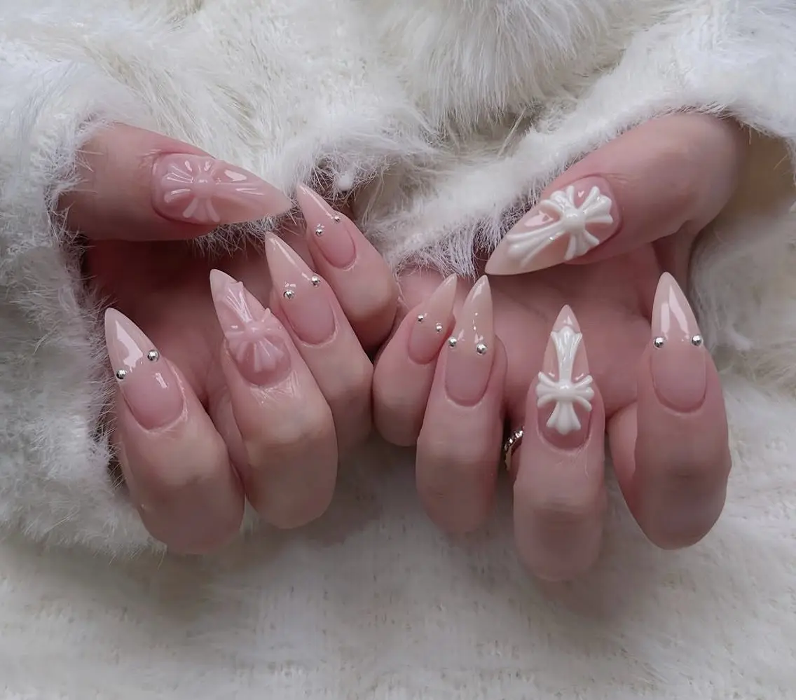 ネイル ハンドネイル 🎀PG🩵 ネイルサロンのネイルデザイン