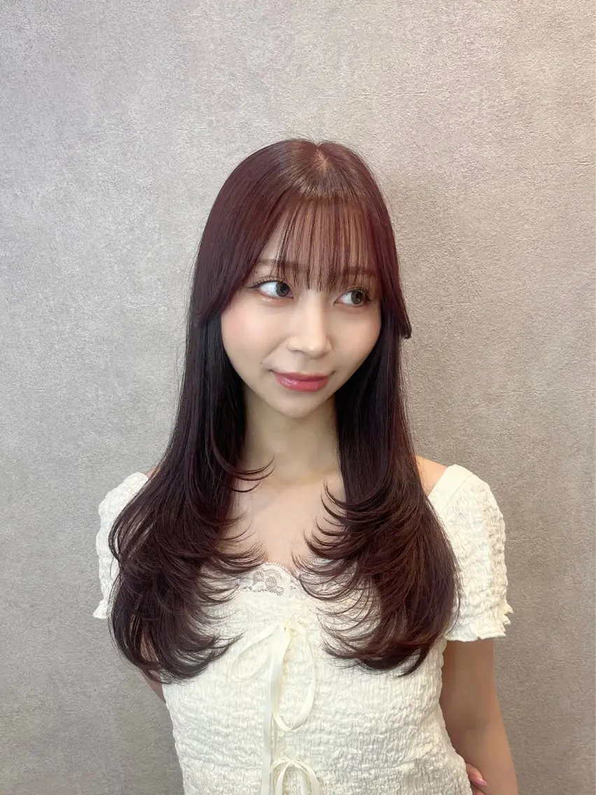 セミロング カット ヘアカラー 韓国🎀レイヤー/艶 髪/縮毛矯正/ユリナのヘアスタイル