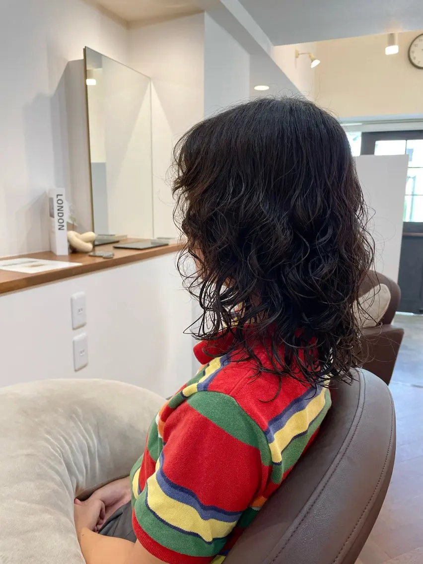 ミディアム パーマ 吉富 博美のヘアスタイル