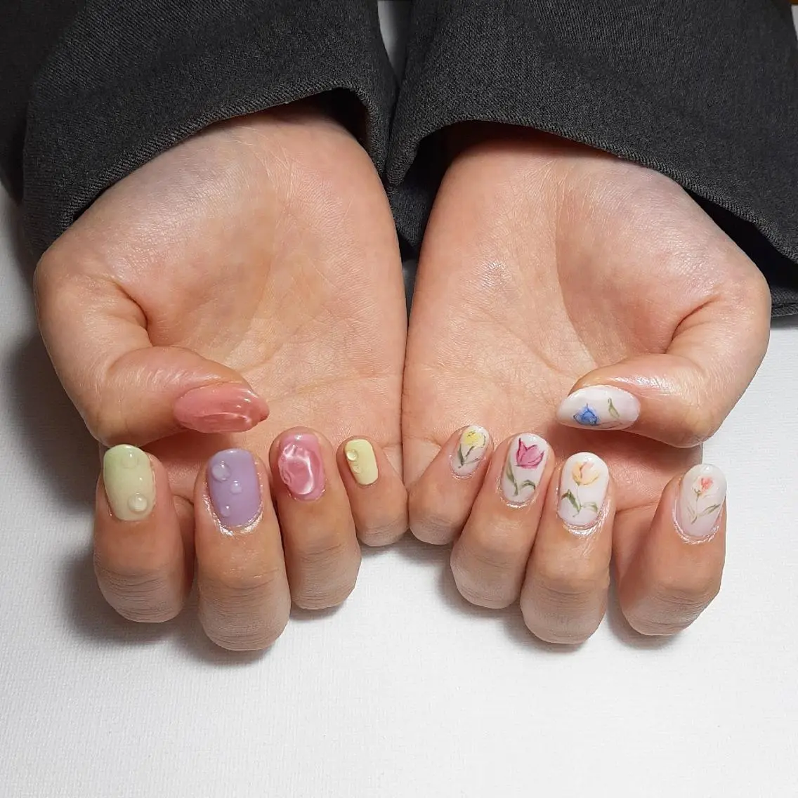 ネイル フラワーネイル 春ネイル owlnail /持込みデザイン専門のネイルデザイン