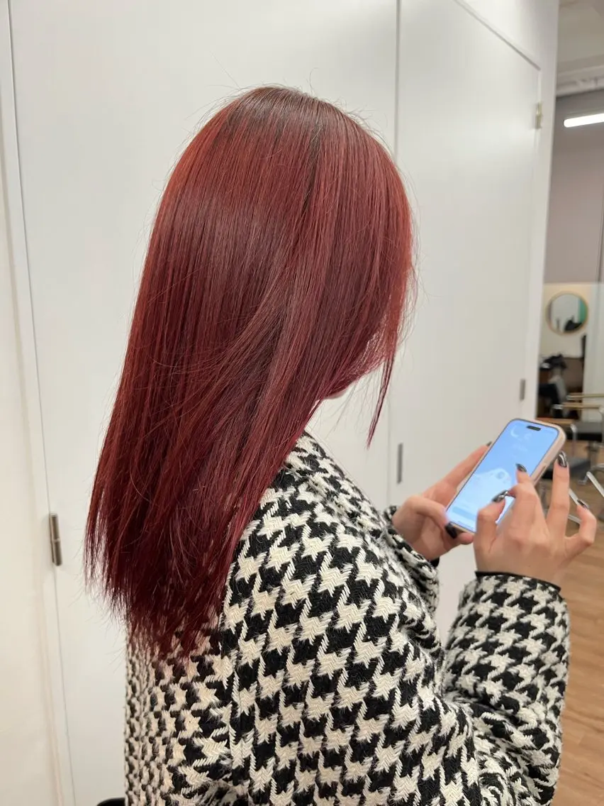 ロング カラー ブリーチ レッドカラー 吉祥寺✂️ shutoのヘアスタイル