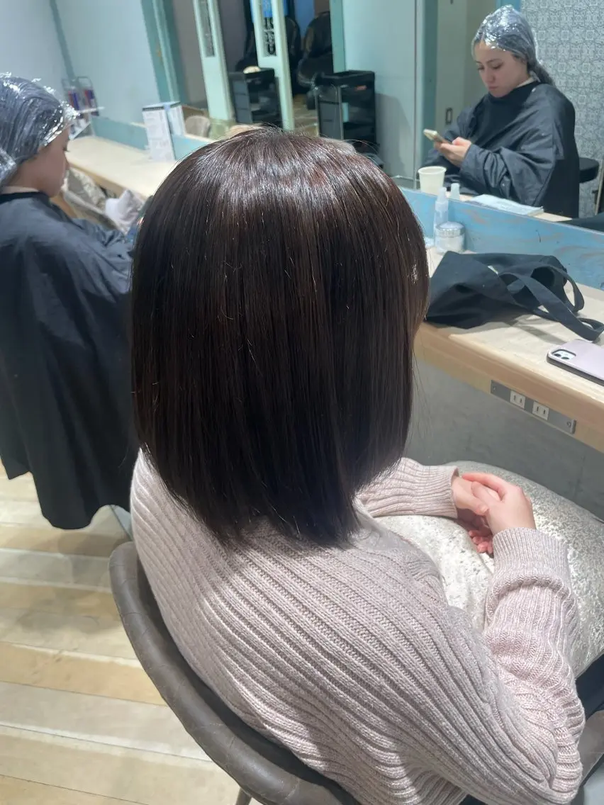ミディアム 顔周り\エクステ\ 透明感カラー\まりんのヘアスタイル
