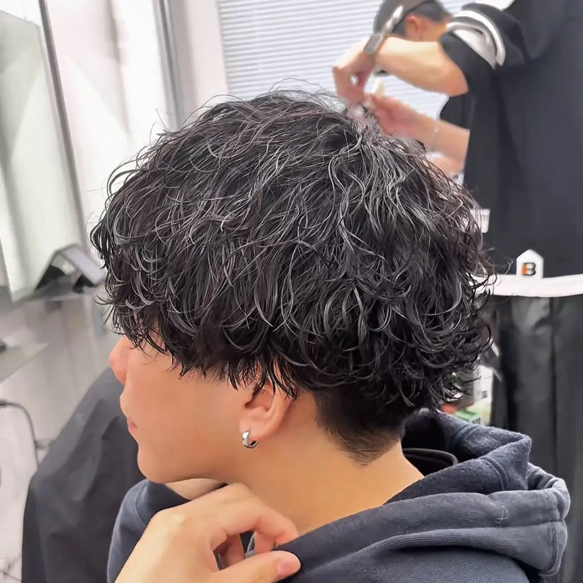 パーマ メンズ カット パーマ ヘアセット 💋ホワイトメッシュ /パーマ/メンズ💋のヘアスタイル