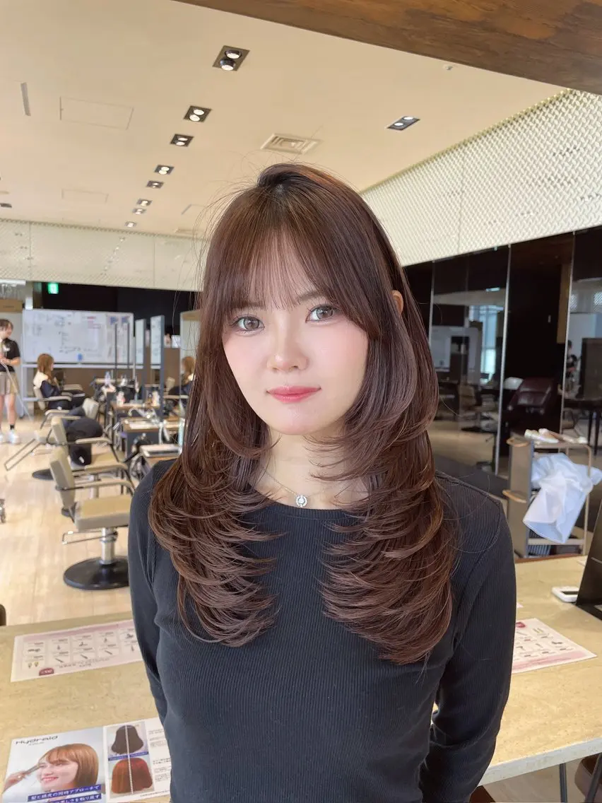 ロング カラー ブラウンカラー レイヤーカット カット ヘアカラー トリートメント umi/ウルフカット /トレンドヘア🩵のヘアスタイル