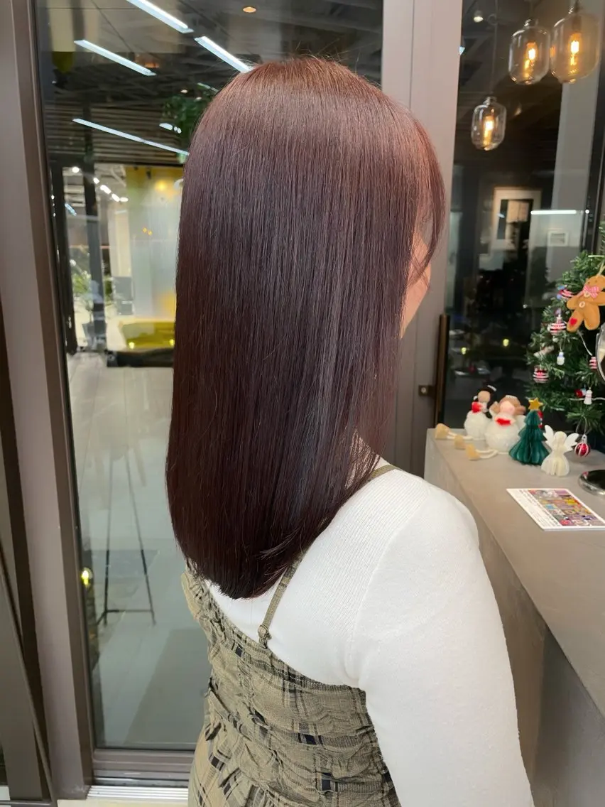 セミロング ピンクブラウン ヘアカラー トリートメント カットモデル募集中 🤍harunaのヘアスタイル