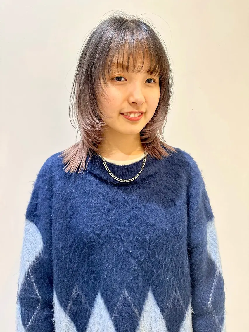 ミディアム カラー ブリーチ デザインカラー ダブルカラー レイヤーカット SITY.レイヤー ボブ/透明感カラーのヘアスタイル
