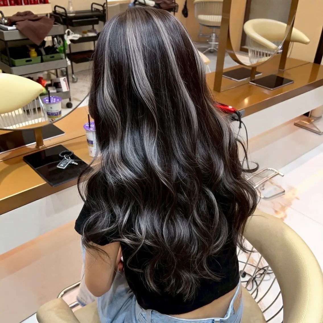 ロング カット ヘアカラー トリートメント ヘッドスパ ヘアセット 💎内部補修ケアカラ ー/ブリーチなし清野のヘアスタイル