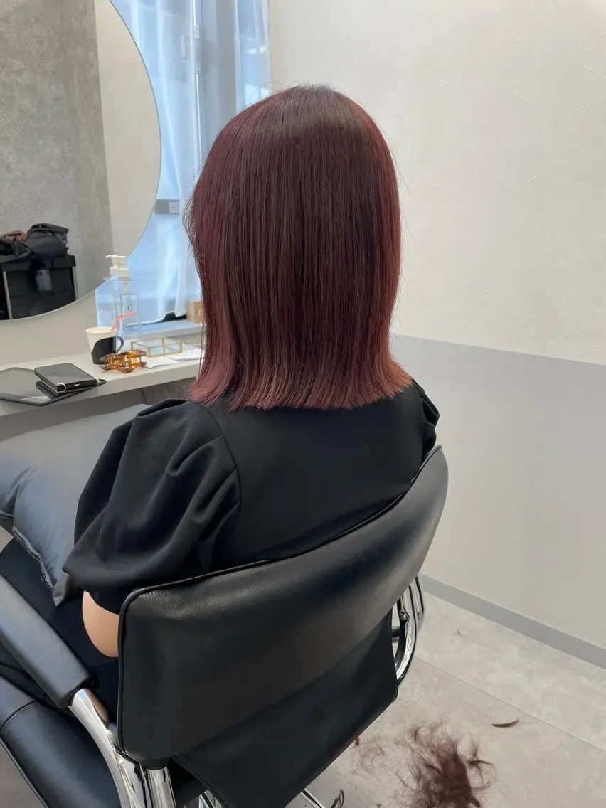 ミディアム カラー ボルドーカラー ピンクカラー バイオレットカラー ヘアカラー トリートメント 🌷tocca Mai🌷のヘアスタイル