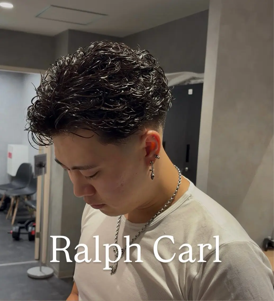 ショート パーマ メンズ フェードカット メンズパーマ 刈り上げ カット パーマ メンズ特化型 美容師河合のヘアスタイル