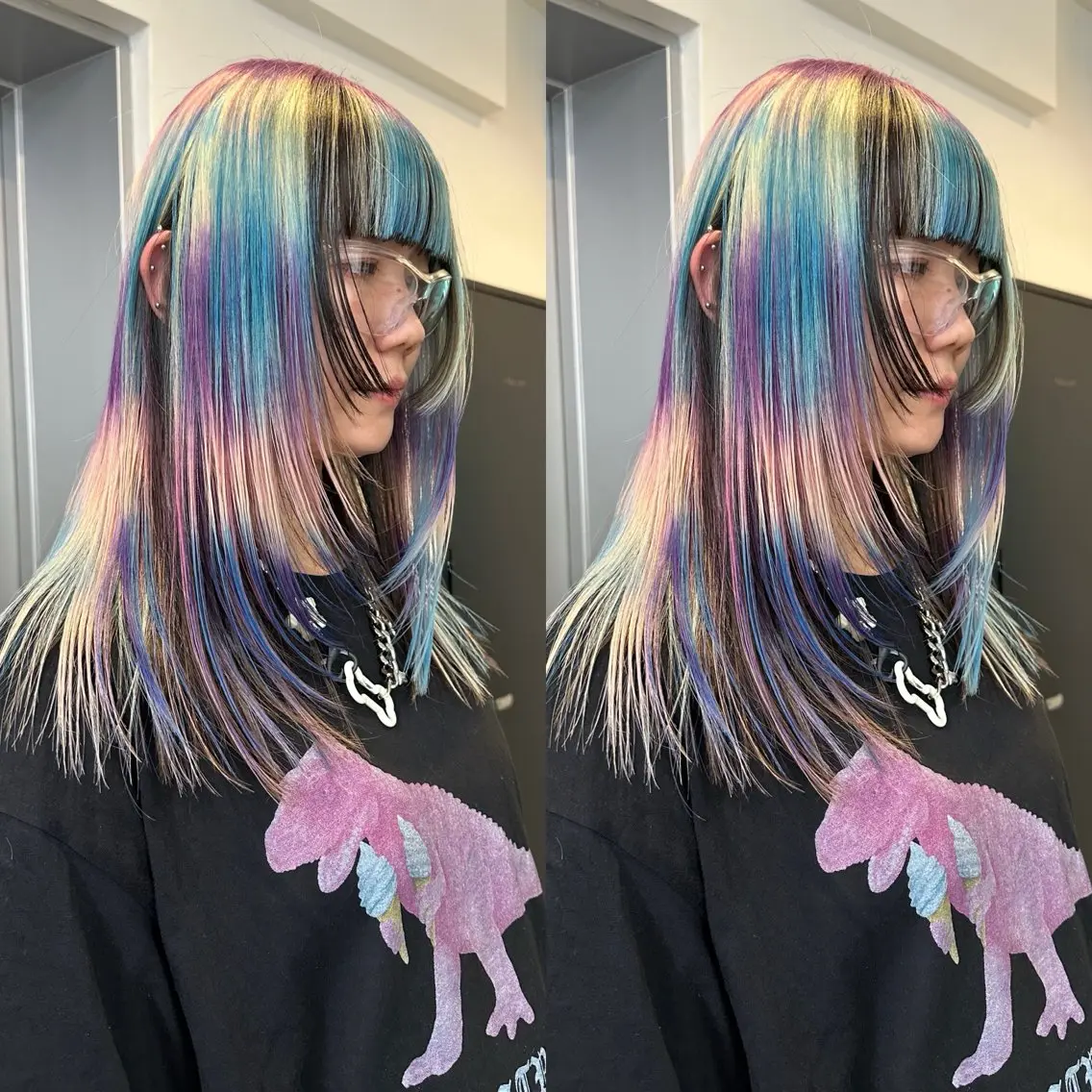 カラー ブリーチ ブルーカラー 透明感カラー デザインカラー ヘアカラー slit kokoroのヘアスタイル