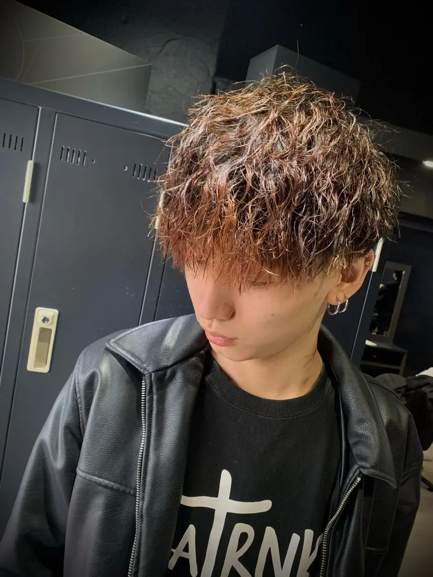 ショート メンズ マッシュ カット パーマ トリートメント ヘアセット メンズパーマ/難波/ 心斎橋　室園亮佑のヘアスタイル