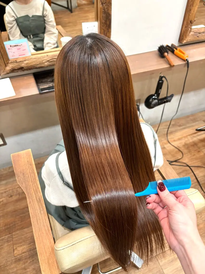 ロング 髪質改善 縮毛矯正 トリートメント カット 縮毛矯正 あべ ゆうかのヘアスタイル