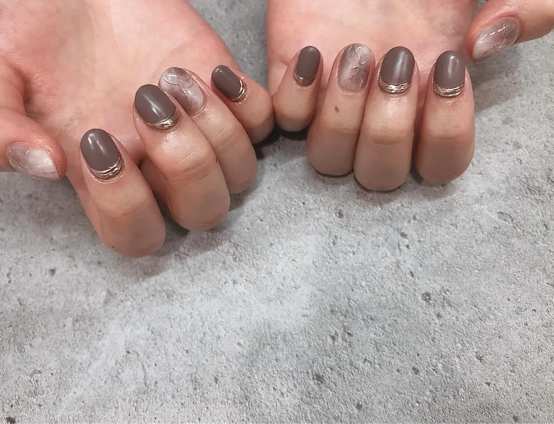 ネイル 大理石ネイル(マーブル) ハンドネイル saki_ nail heronのネイルデザイン