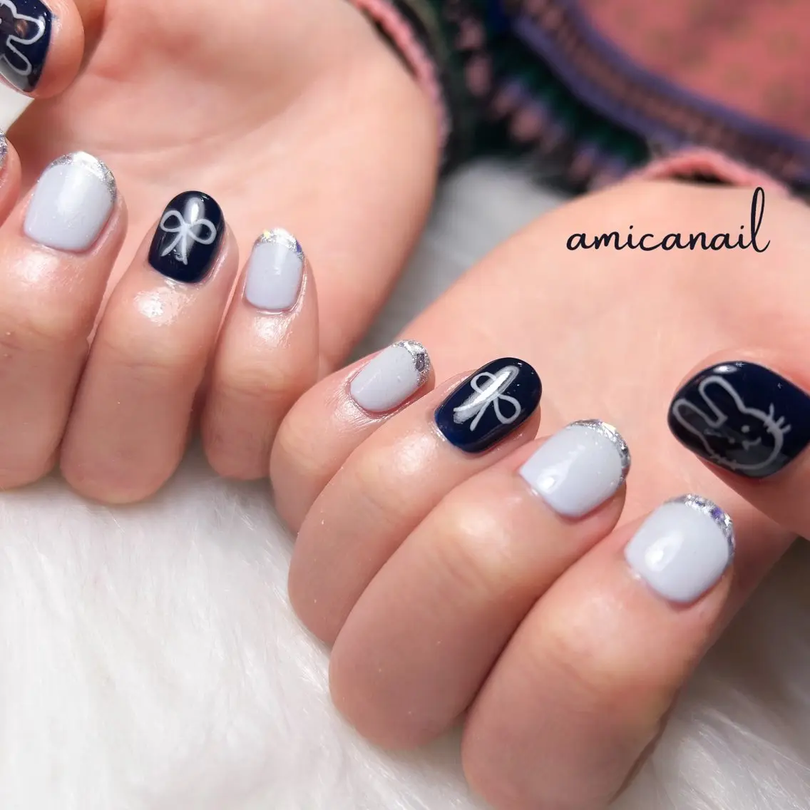 ネイル アートネイル リボン ハンドネイル _amica nail_のネイルデザイン