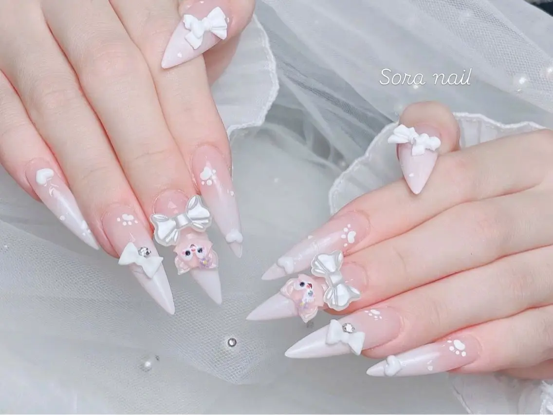ネイル チークネイル 長さ出し フレンチネイル ジェルネイル ガーリー Sora  Nail Studioのネイルデザイン