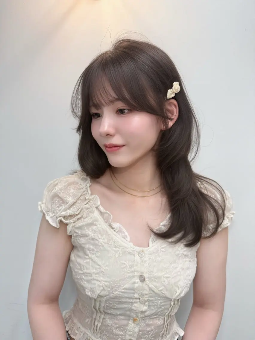 ロング カラー 韓国風ヘア レイヤーカット ヘアカラー トリートメント レイヤーカット /顔周り/和奏︎♪のヘアスタイル