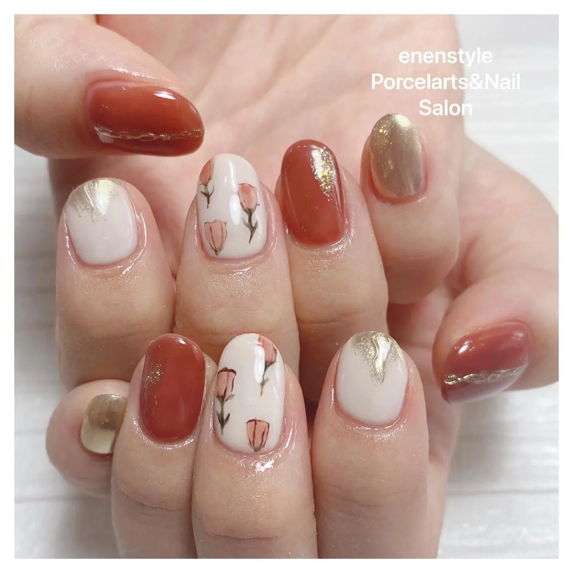 ミディアム ネイル ハンドネイル 🐾enen style 🐾のネイルデザイン