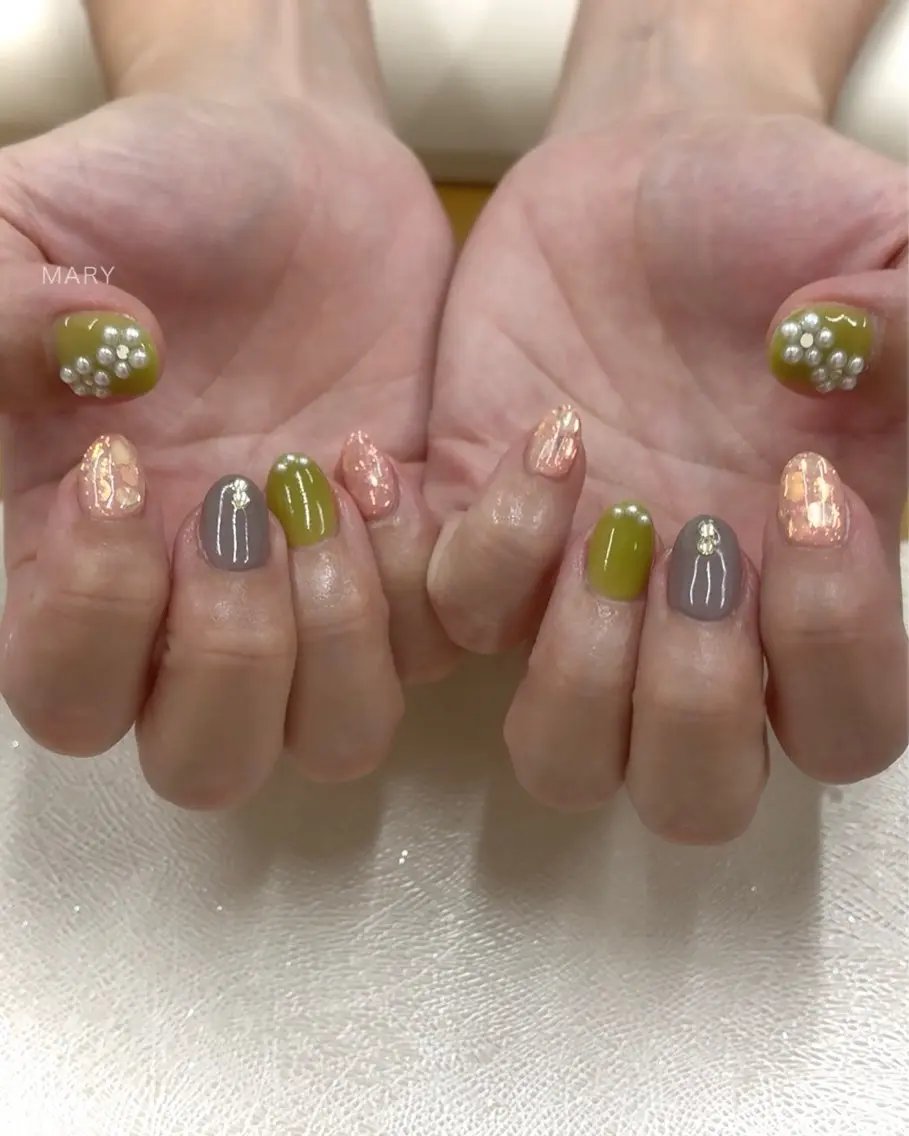 ネイル フラワーネイル ワンカラーネイル ハンドネイル Mary nail .narumiのネイルデザイン