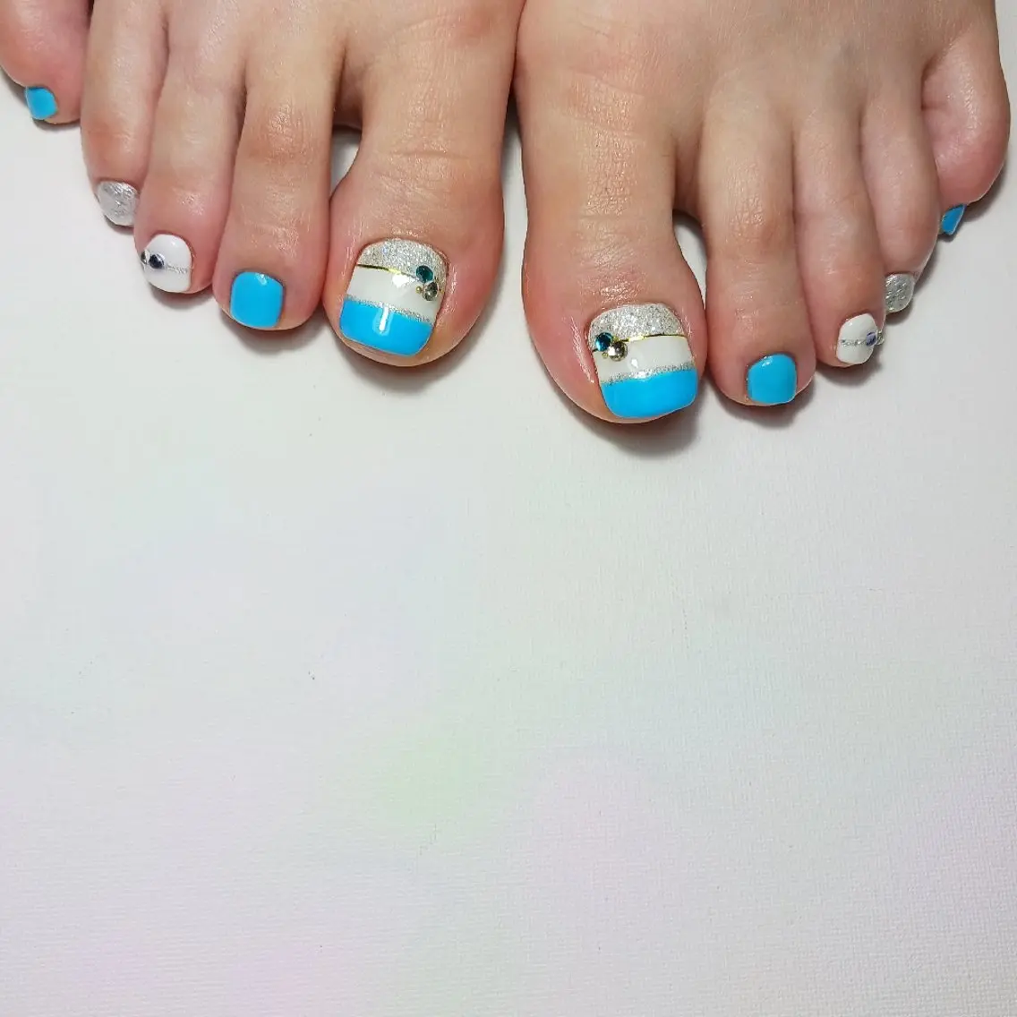 ネイル ボーダー ジェルネイル 持ち込み ショートネイル フットネイル owlnail /持込みデザイン専門のネイルデザイン