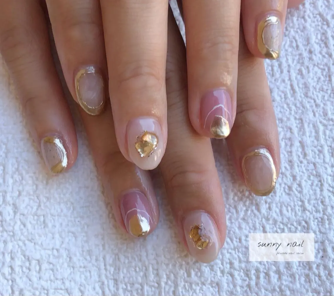 ネイル アートネイル カジュアル ジェルネイル ミラーネイル ニュアンスネイル sunny nailのネイルデザイン