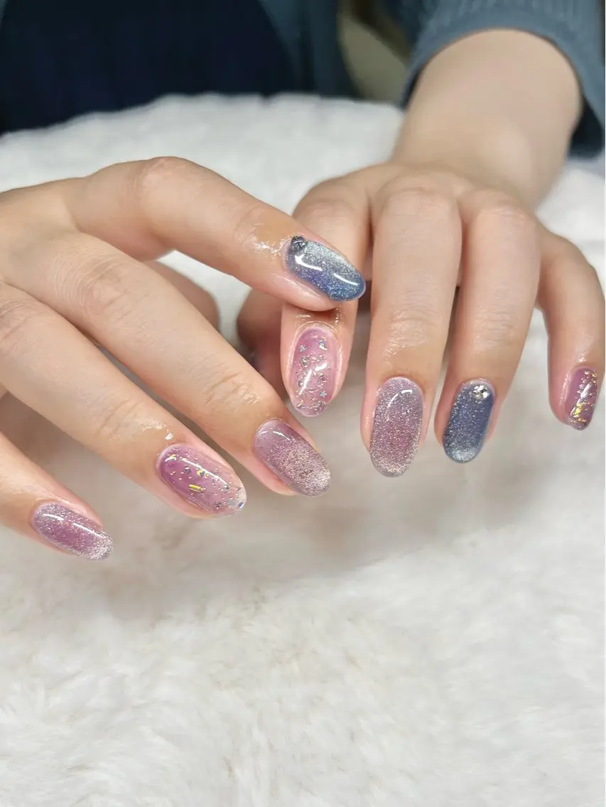 ネイル キラキラネイル マグネットネイル ハンドネイル Mallow nailのネイルデザイン