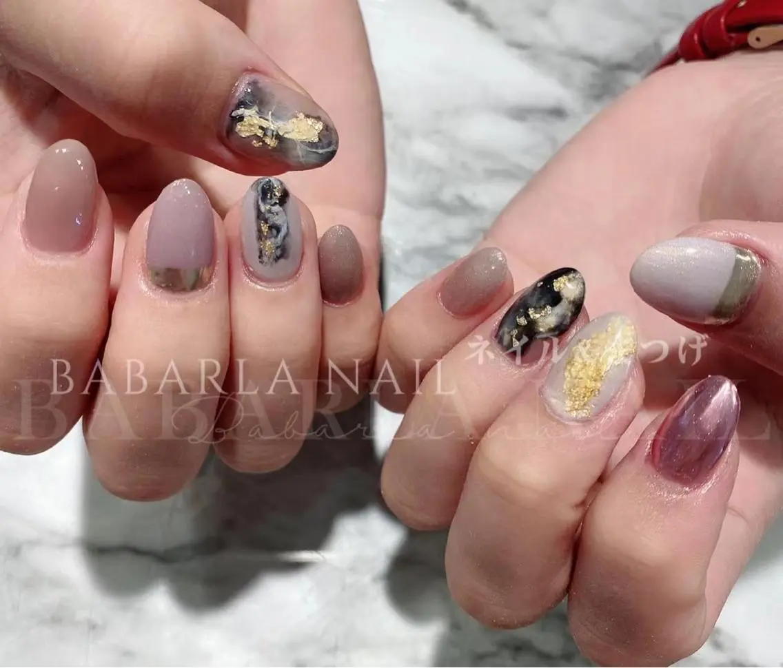 ネイル ジェルネイル ミラーネイル ピンク Babarla nailのネイルデザイン