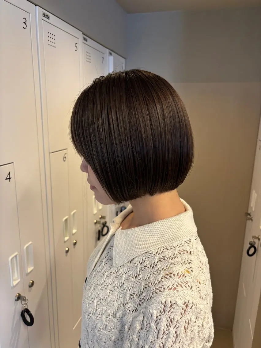 ショート 切りっぱなしボブ ボブ 髪質改善 トリートメント カット ヘアカラー トリートメント rame出雲朝倉店 田村陸のヘアスタイル