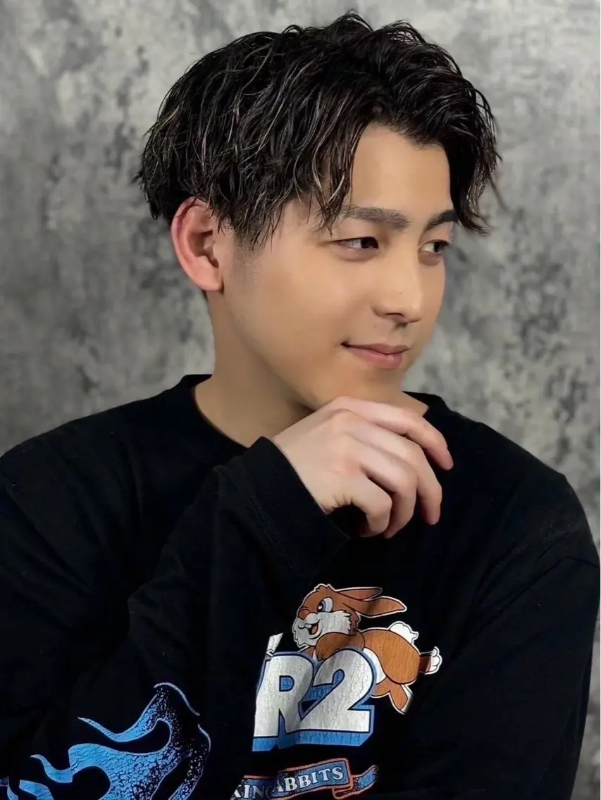 セミロング パーマ ヘアアレンジ メンズ barber shopのヘアスタイル