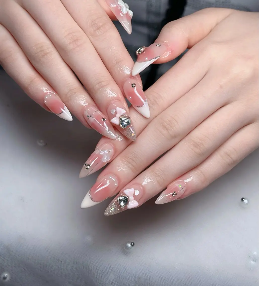 ネイル ハート キラキラネイル リボン ハンドネイル キノコ H.babynailのネイルデザイン
