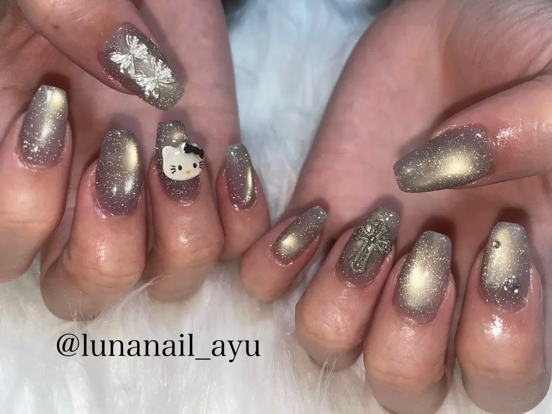 ネイル フラッシュネイル フラッシュマグ ハンドネイル LUNA NAIL ayuのネイルデザイン