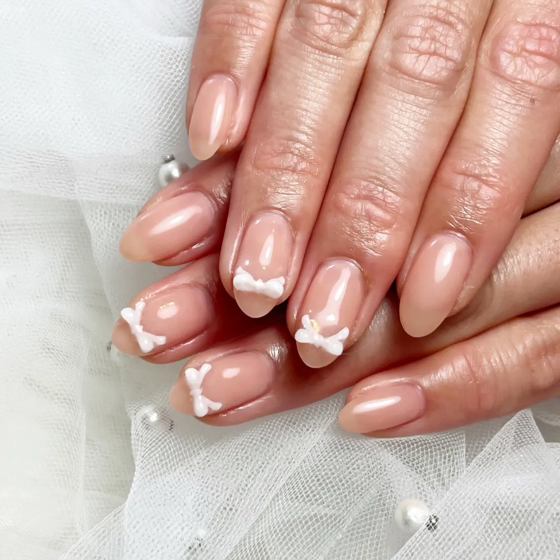 ネイル リボン ハンドネイル Lilibeauty salonのネイルデザイン