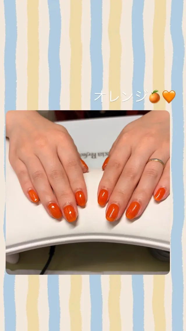 ネイル オレンジ ハンドネイル macaron駅前店 🌈NAHOのネイルデザイン