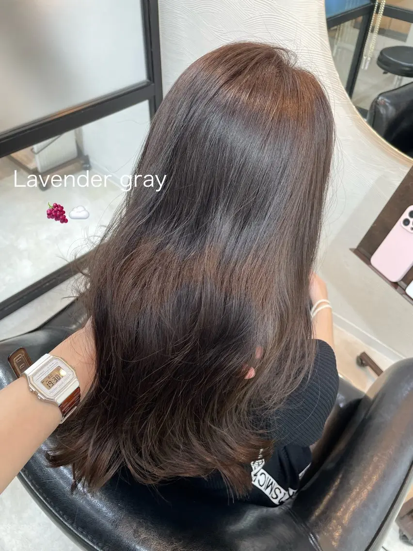 セミロング カラー ブリーチ グレージュ ラベンダーカラー ラベンダーグレージュ ラベンダーグレー カット ヘアカラー トリートメント 🍒透明感カラー NO.1/ララ🍒のヘアスタイル