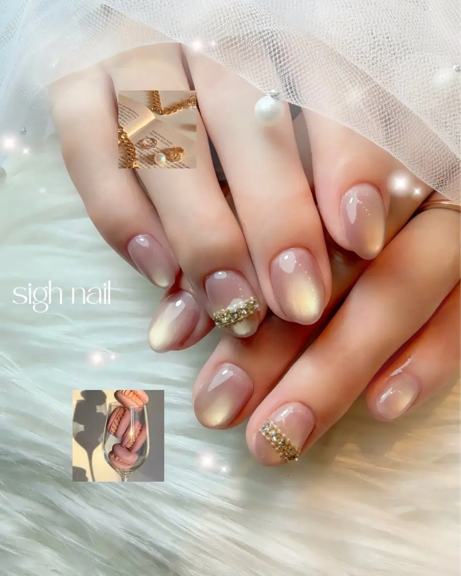 ネイル ゴールド グラデーション 韓国ネイル マグネットネイル オフィスネイル ハンドネイル sigh nail 1級ネイリストのネイルデザイン