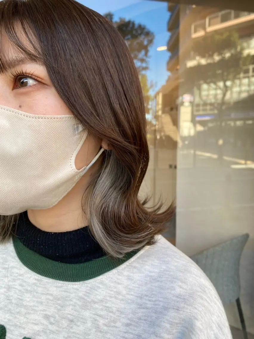 ミディアム カラー ヘアカラー 細野 菜月のヘアスタイル