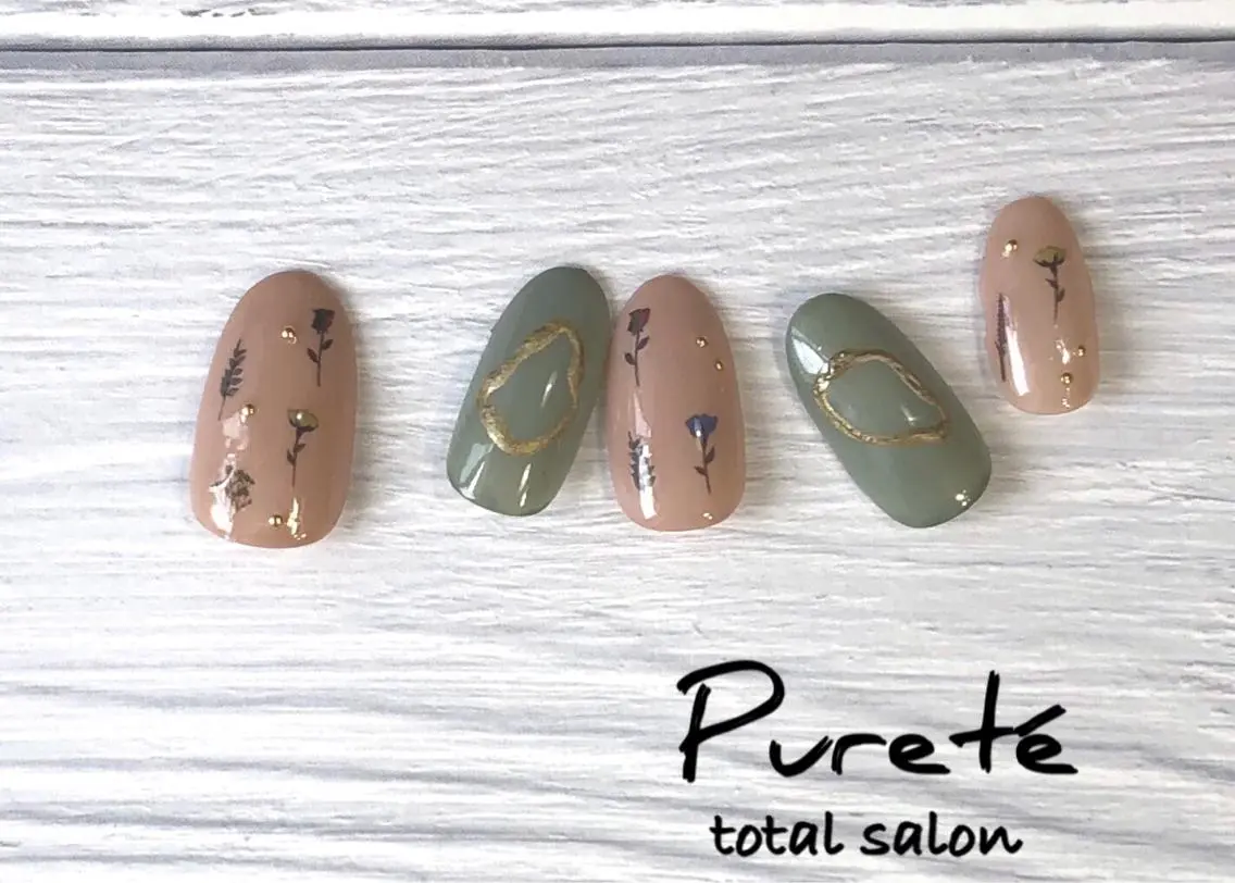 カラー ネイル フラワーネイル 春ネイル nailsalon Puretéのネイルデザイン