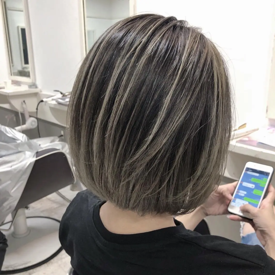 ショート カラー ヘアアレンジ バレイヤージュ ボブ レイヤーカット ヘアカラー トリートメント GiseL天神カラー 髪質改善/ブリーチのヘアスタイル