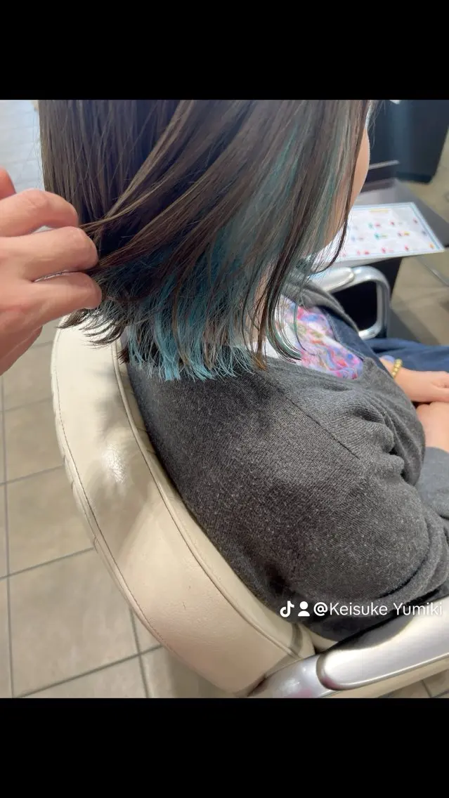ショート カラー ブリーチ ブルーカラー ケアブリーチ ダブルカラー ハイライトカラー メンズ レイヤー ウルフ 弓木啓輔のヘアスタイル