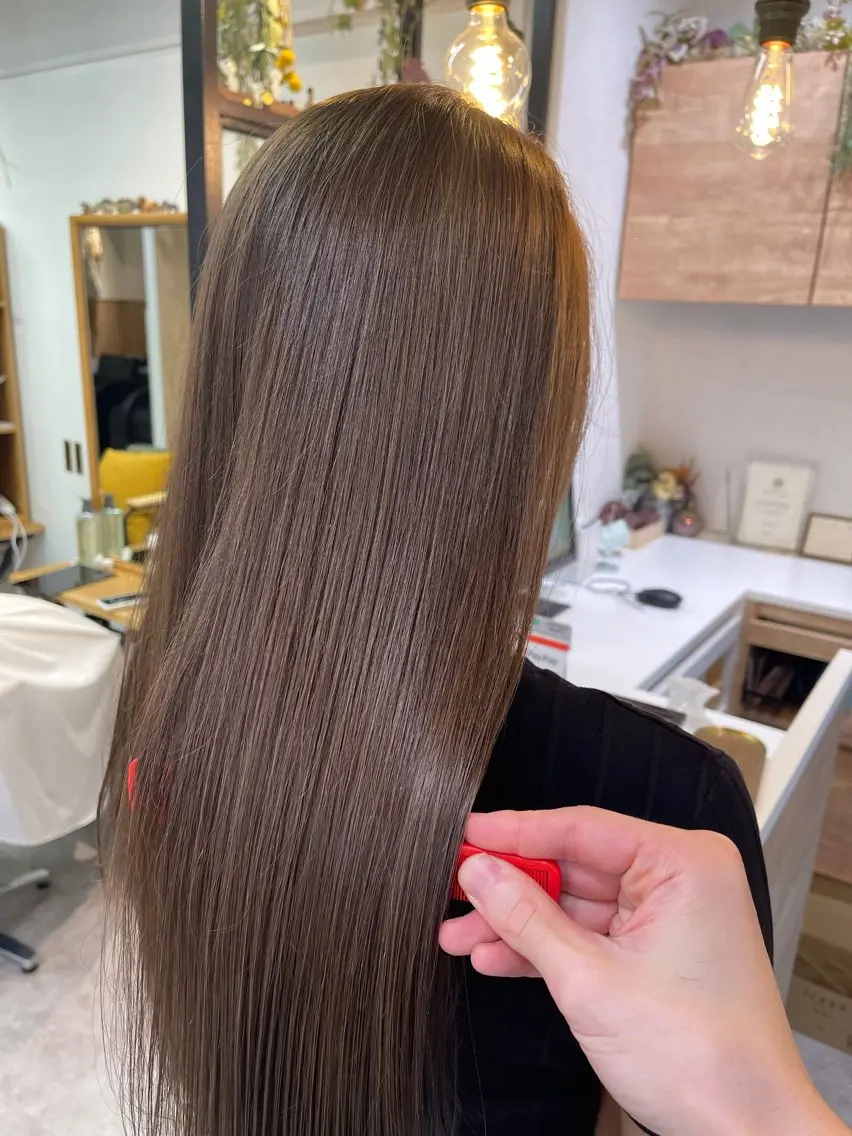 ロング カラー ブリーチ ダブルカラー グレージュ ブリーチなしカラー ヘアカラー ブリーチ✨/似合わせ カラー🎀/Yuzuのヘアスタイル