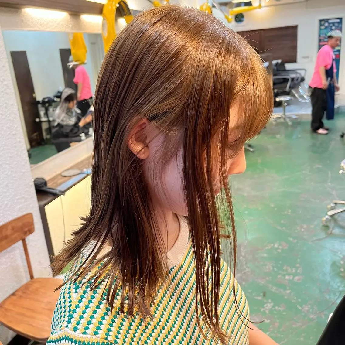 ミディアム カラー カット ヘアカラー トリートメント ボブ/レイヤー/ ハッシュカット/河内のヘアスタイル