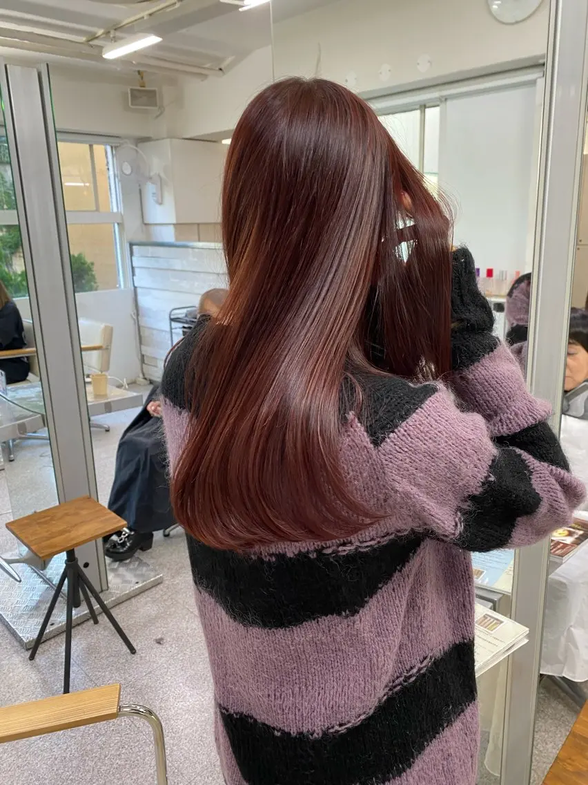 セミロング カラー レイヤーウルフ エクステ磯部のヘアスタイル