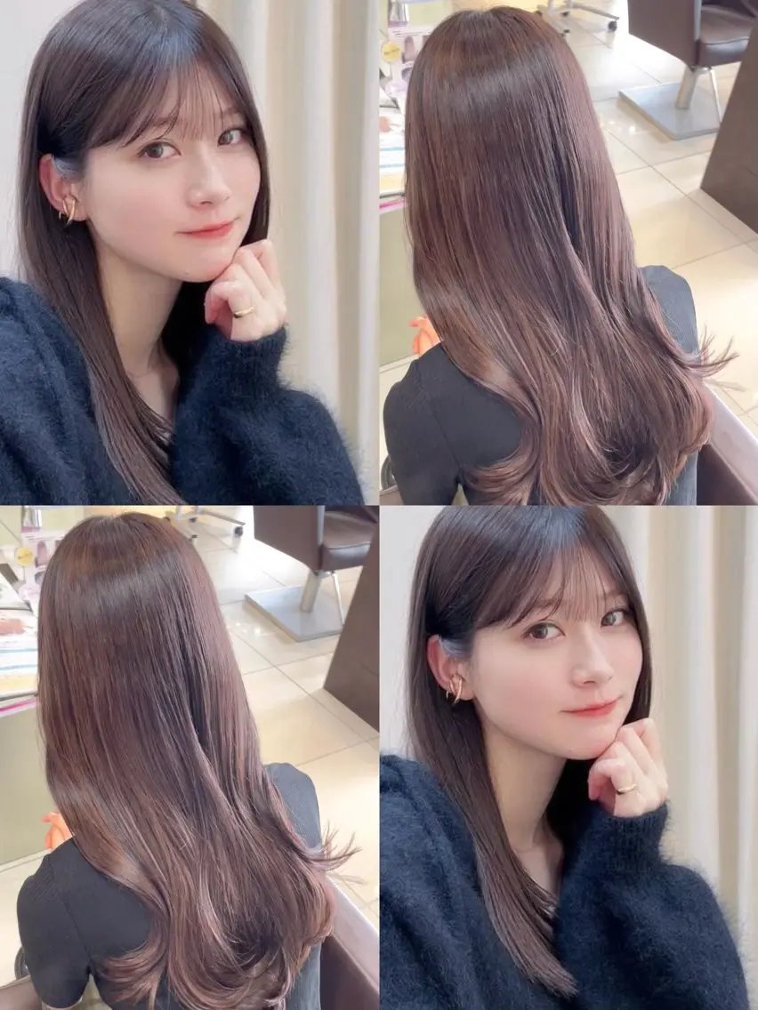 セミロング カラー 🤎韓国ヘア ベージュ まゆか🤎のヘアスタイル
