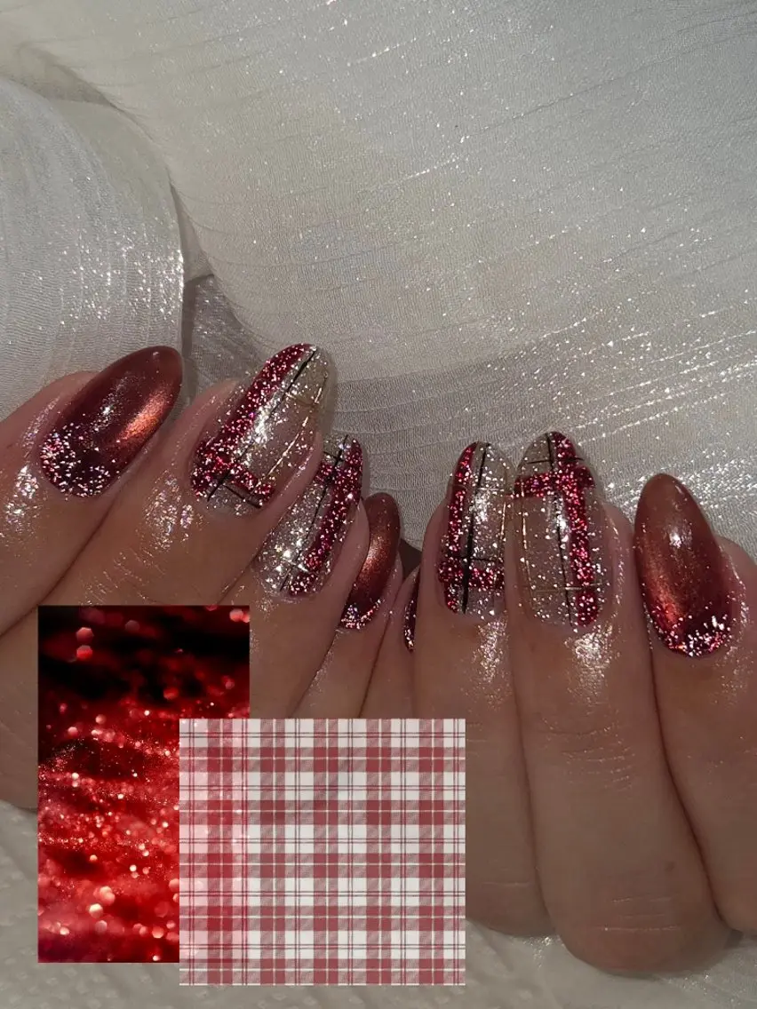 ネイル フラッシュネイル キラキラネイル 赤色 ハンドネイル LadyNail Kiyoka/大名のネイルデザイン