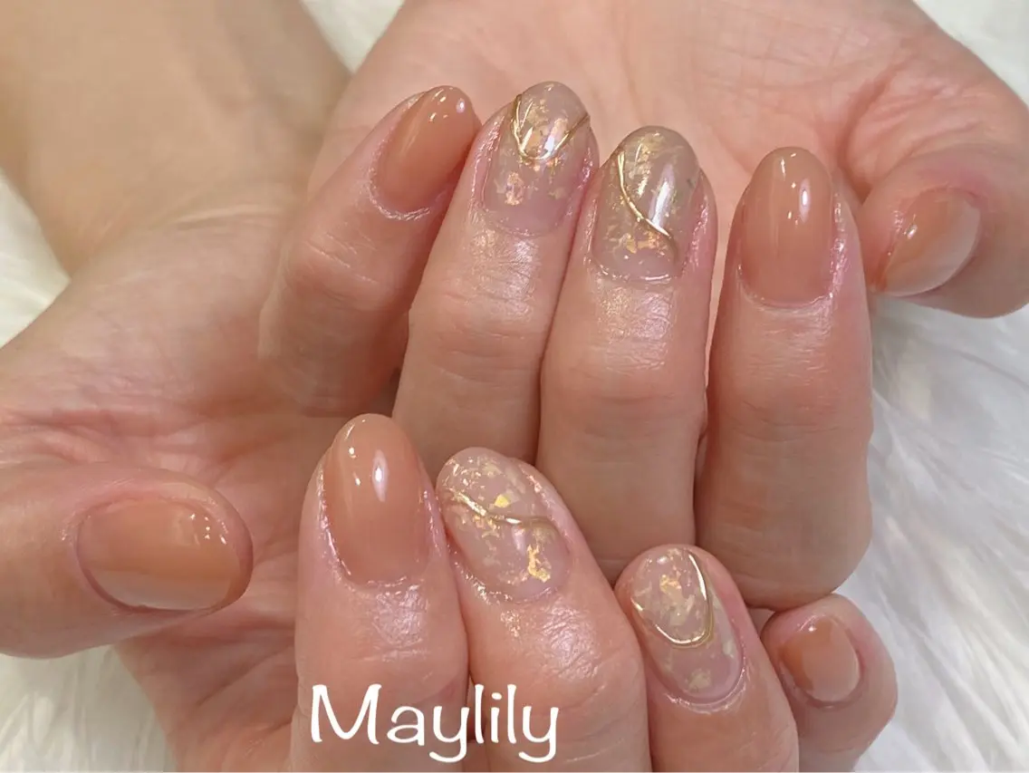 ネイル オレンジ ハンドネイル Nail salon Maylilyのネイルデザイン