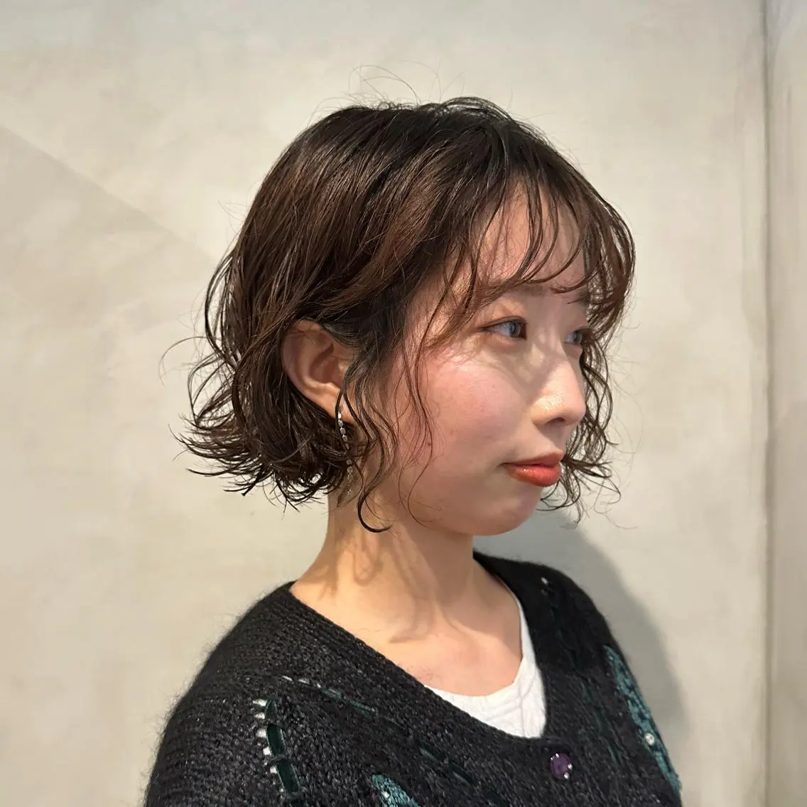 ミディアム パーマ ミディアムパーマ ボブ Yuki☺︎パーマ レイヤーカットのヘアスタイル