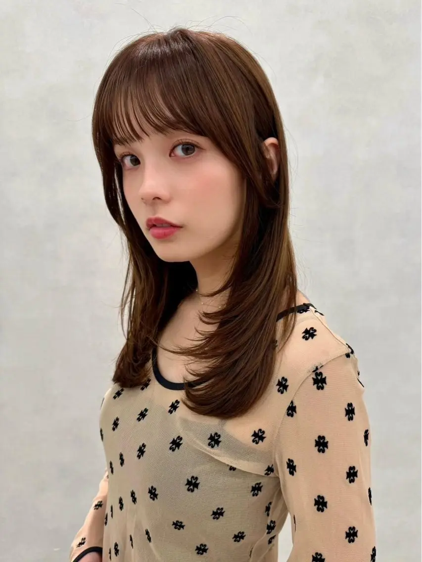 ロング カラー ヘアアレンジ 顔周りカット 韓国風ヘア レイヤーカット 小顔カット カット ヘアカラー ✨レイヤー/ 透明感カラー✨冨永剛のヘアスタイル