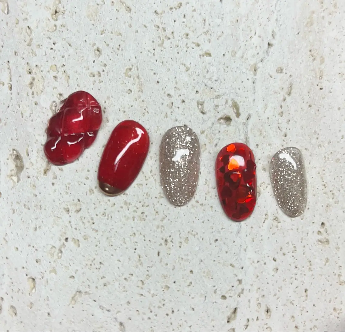 ネイル ハート ミラーネイル バレンタイン koko nailのネイルデザイン