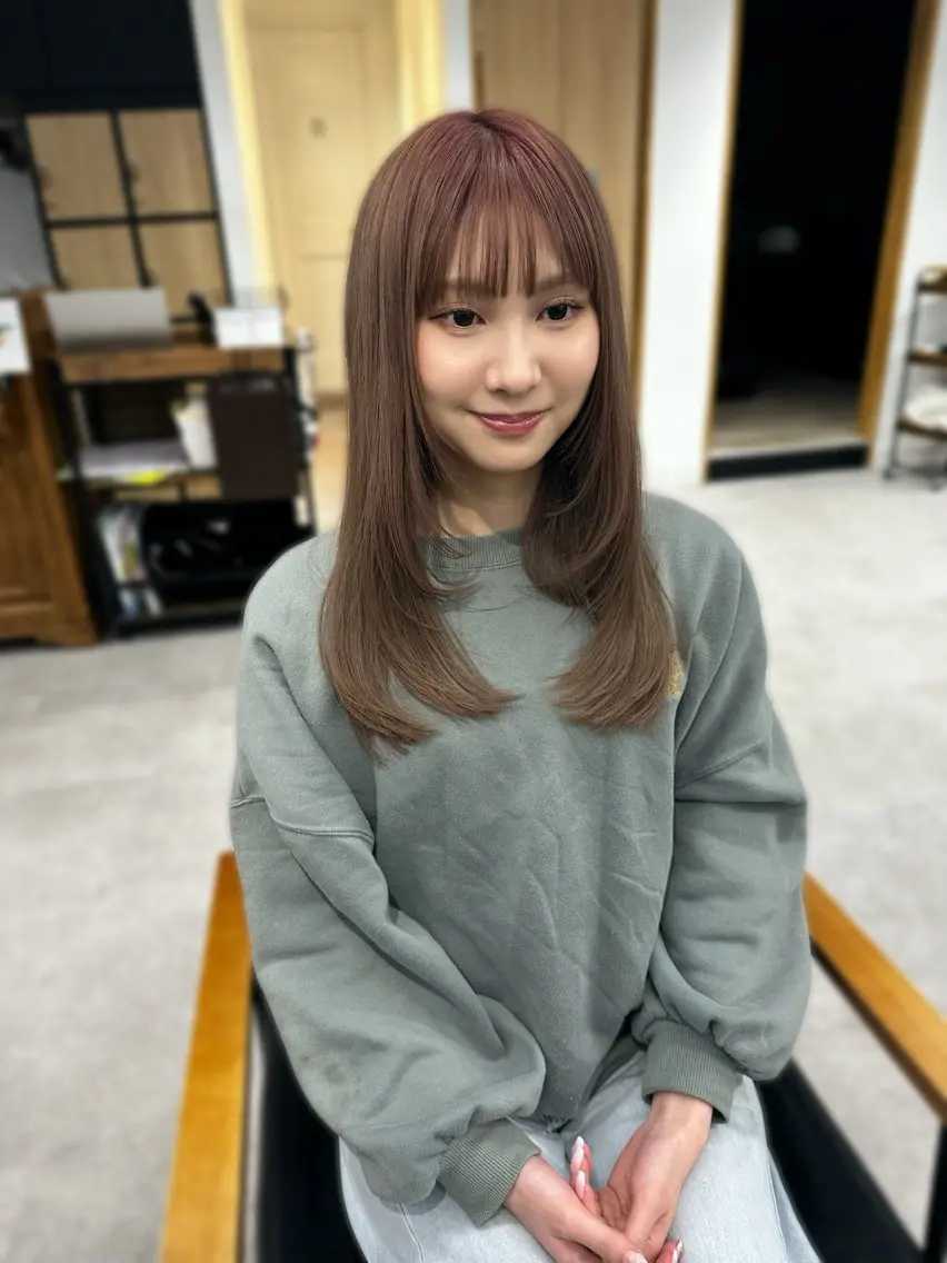 ロング カラー パーマ ヘアアレンジ メンズ キッズ レイヤーカット/ 巻ける縮毛矯正のヘアスタイル