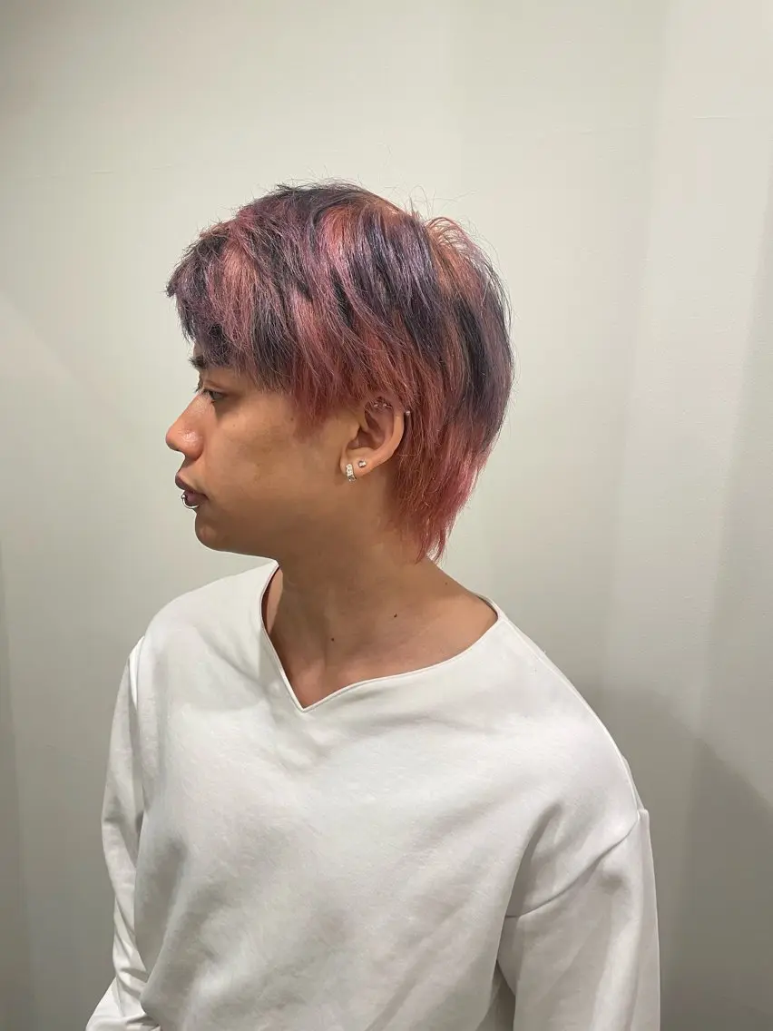 ショート カラー ブリーチ ピンクカラー ニュアンスカラー🫧 加納のヘアスタイル