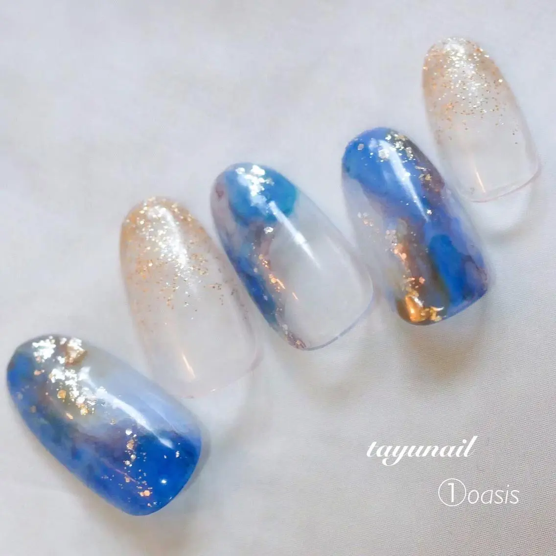 ネイル アートネイル ブルー ジェルネイル ワンカラーネイル パラジェル ネイルサロン 【たゆnail】のネイルデザイン